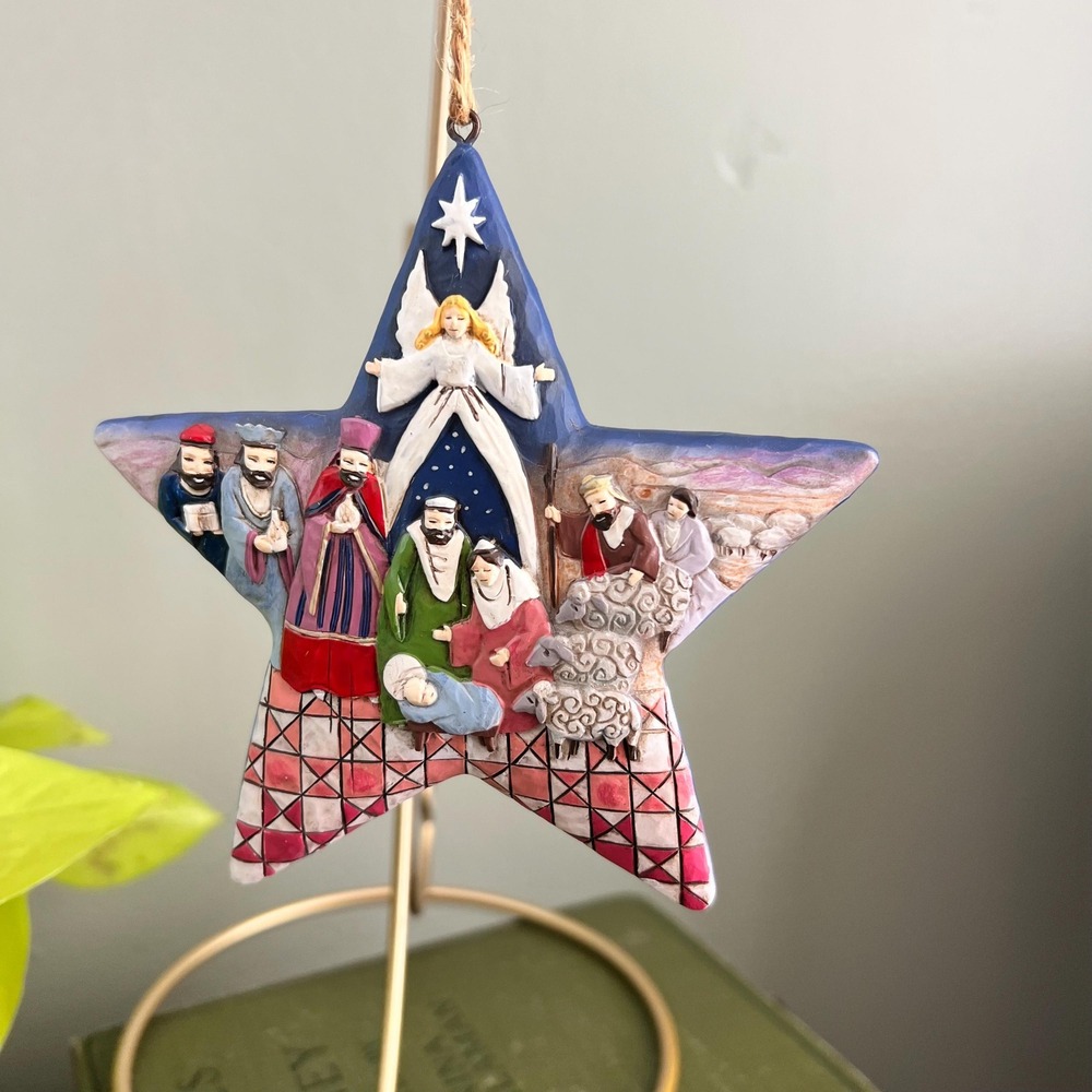 Jim Shore Nativity Star Ornament Heartwood Creek Enesco Angel Manger  Folk Art